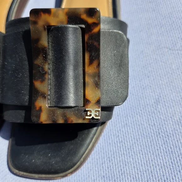 Sam Edelman Black Sandals with Tortoise Buckle - Picture 2 of 4